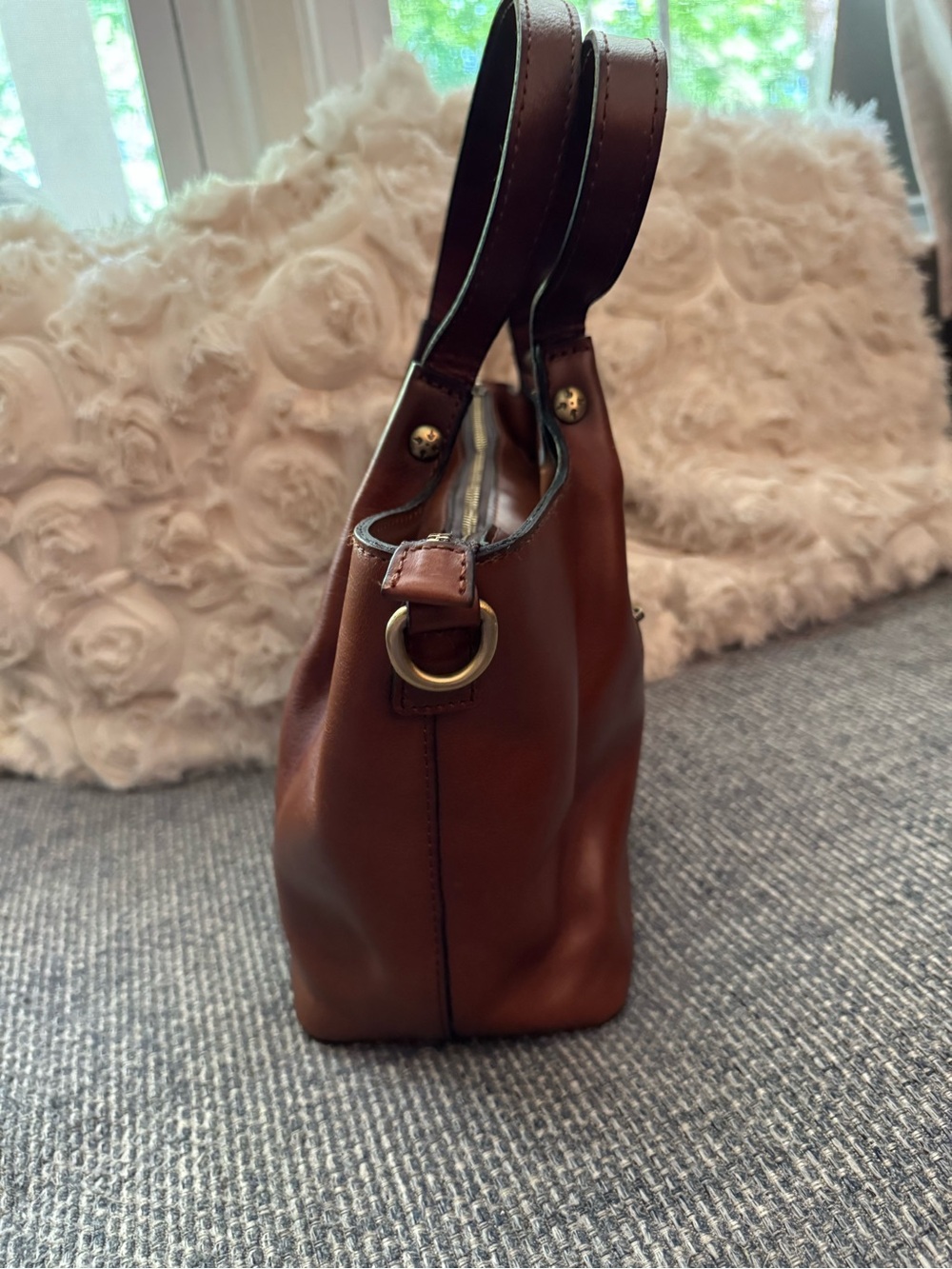 Patricia Nash Argenta/Chestnut/Brown Leather Satchel/Tote Bag - Picture 7 of 10